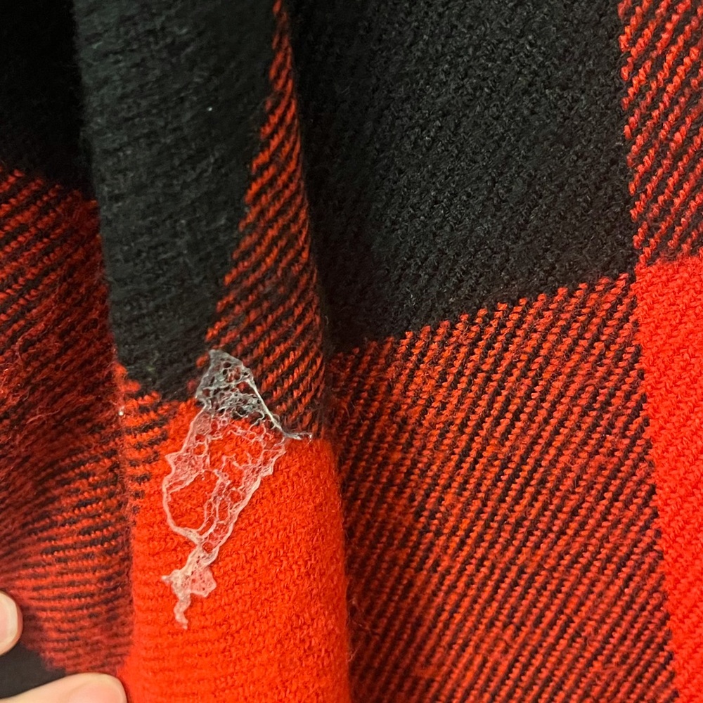 Red and Black Plaid Poncho - Picture 2 of 4